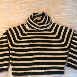RtA cowel neck cropped black & white cotton
